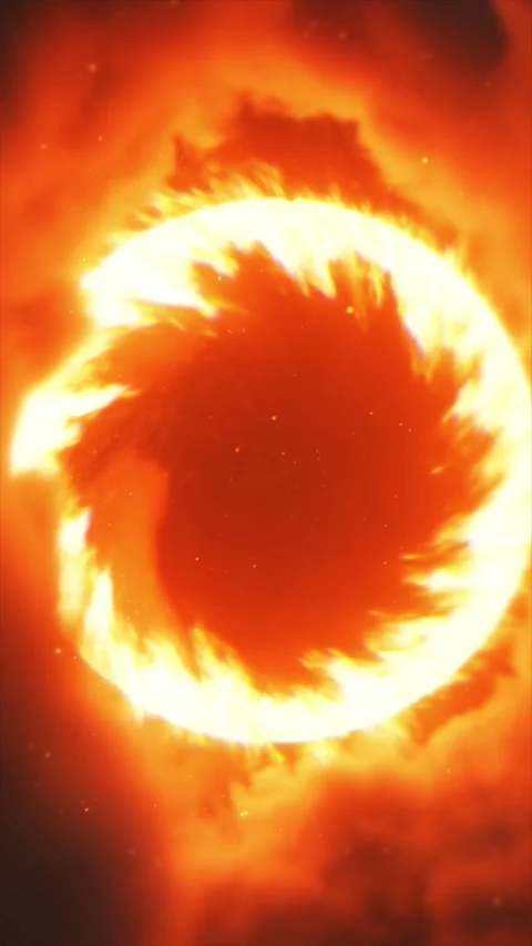 Vertical Spinning Fire Vortex Explosion with Sparks and Smoke Stock Footage 332572288