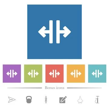 Vertical split tool flat white icons in square backgrounds 库存插图