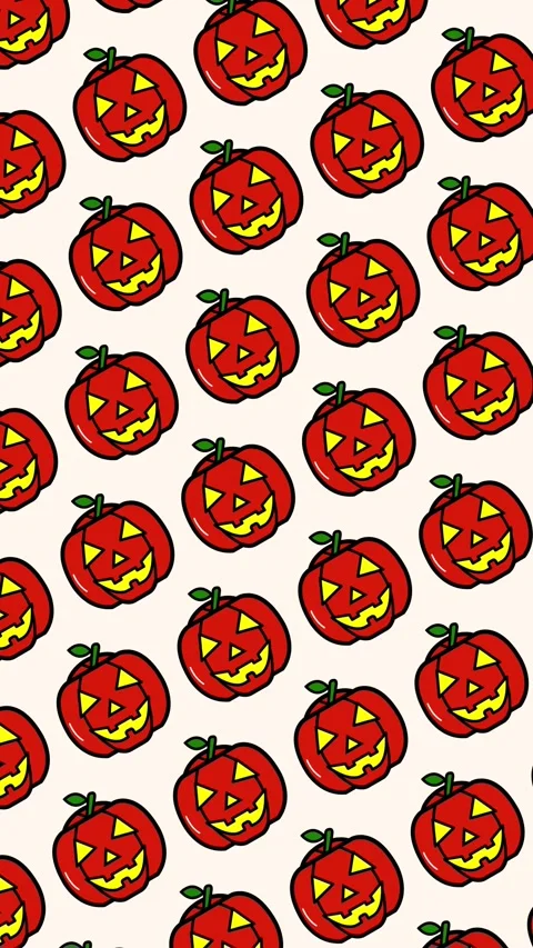 Vertical Spooky pumpkin seamless pattern looping animation Stock Footage 339295207