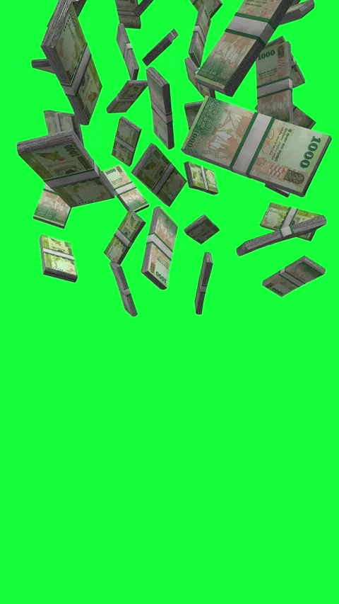 Vertical Sri Lanka Rupees Falling Animation on Green Background Video stock 301801439
