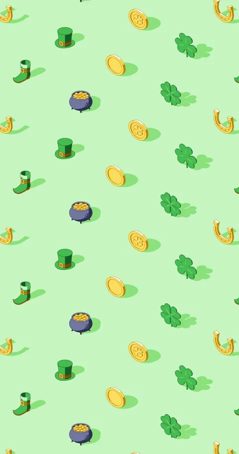 Vertical St. Patrick's Day seamless loop animation on light green background Stock Footage 327642159
