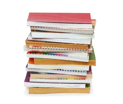 A vertical stack of books and pamphlets Stock Photos