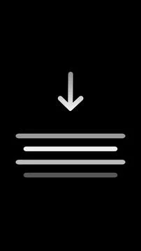 Vertical Stack Download Icon Animation on Black Background, Download Arrow .. Stock Illustration