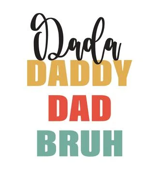 A vertical stack of four words representing family roles rendered in bold bla Stock Illustration