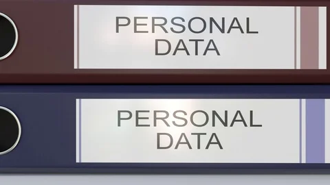 Vertical stack of multicolor office binders with Personal data tags Stock Footage 74006585