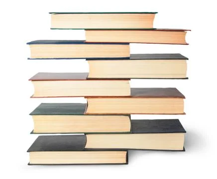 Vertical stack in old books top view Stock Photos