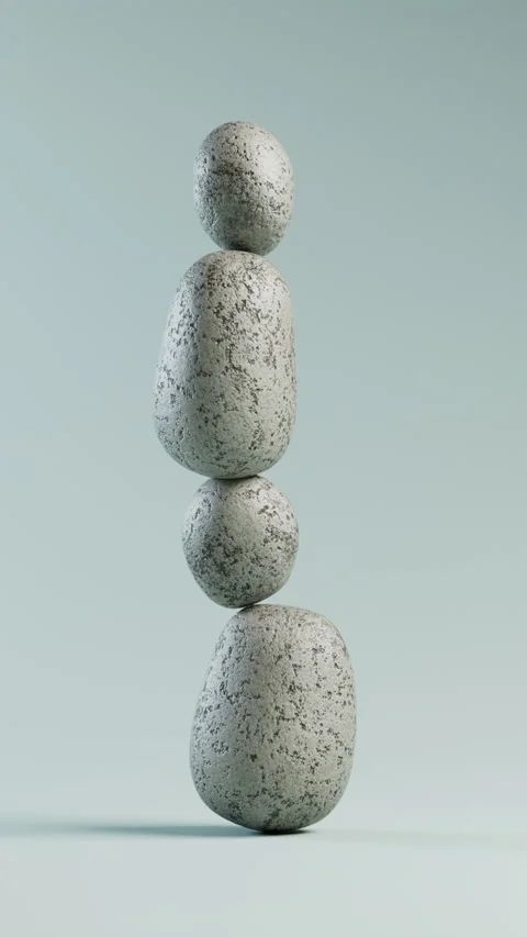 Vertical stack of stones balancing perfectly. Stockbeeldmateriaal 327911106