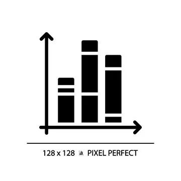 Vertical stacked column chart black glyph icon Stock Illustration