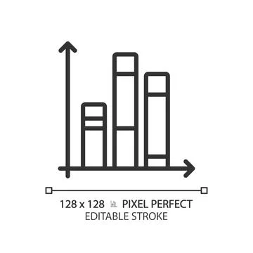 Vertical stacked column chart linear icon Stock Illustration