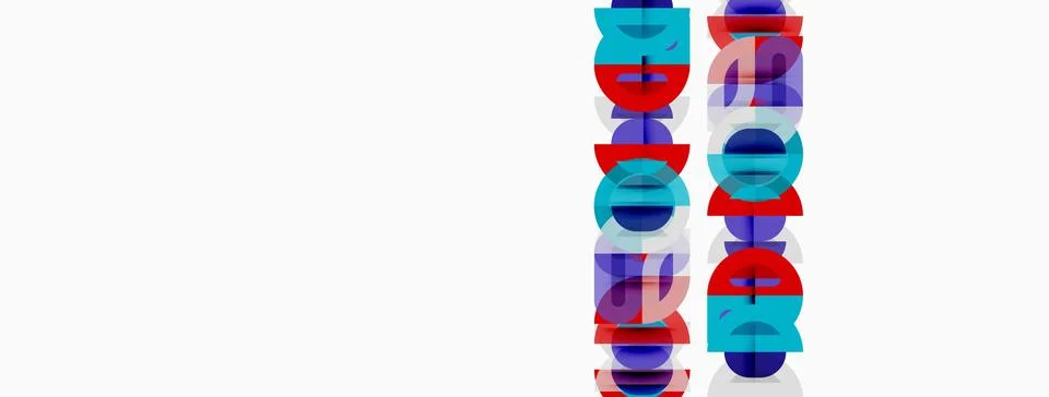 Vertical stacked rectangles display colorful text. Design features overlappin イラスト素材
