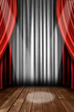 Vertical stage drapes with spot light Stock Illustration