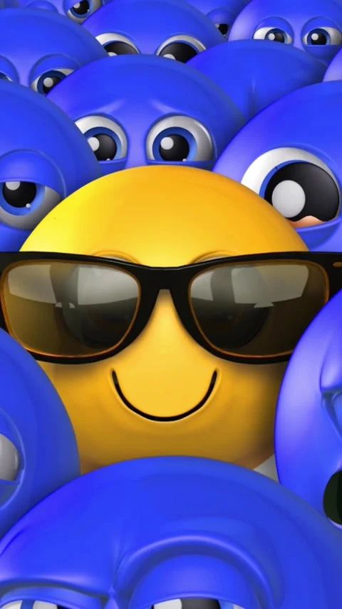 Vertical Stand Out in a Crowd Happy Emoji 4K Loop Video stock 273239721
