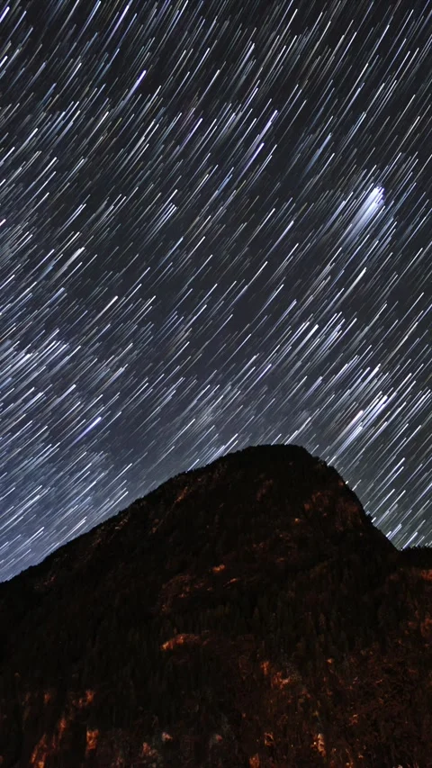 Vertical Star Trails Over Alpine Mountain Peak Habicher Wand In Oetztal Alps Stock Footage 322649363