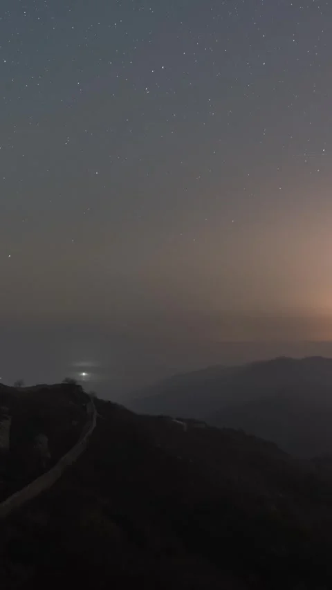 Vertical Starry Night Sky Milky Way Galaxy Motion Timelapse Stock Footage 327668944