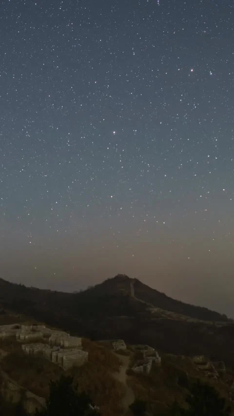 Vertical Starry Night Sky Milky Way Galaxy Motion Timelapse Stock Footage 327669053