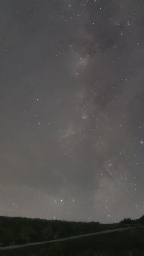 Vertical Starry Night Sky Milky Way Galaxy Motion Timelapse Stock Footage 327669497