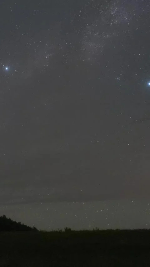 Vertical Starry Night Sky Milky Way Galaxy Motion Timelapse Stock Footage 327669504
