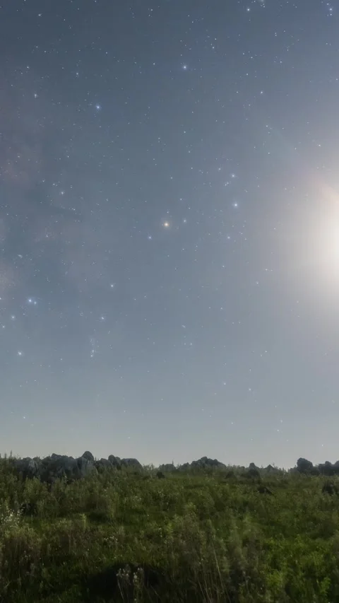 Vertical Starry Night Sky Milky Way Galaxy Motion Timelapse Stock Footage 327669724