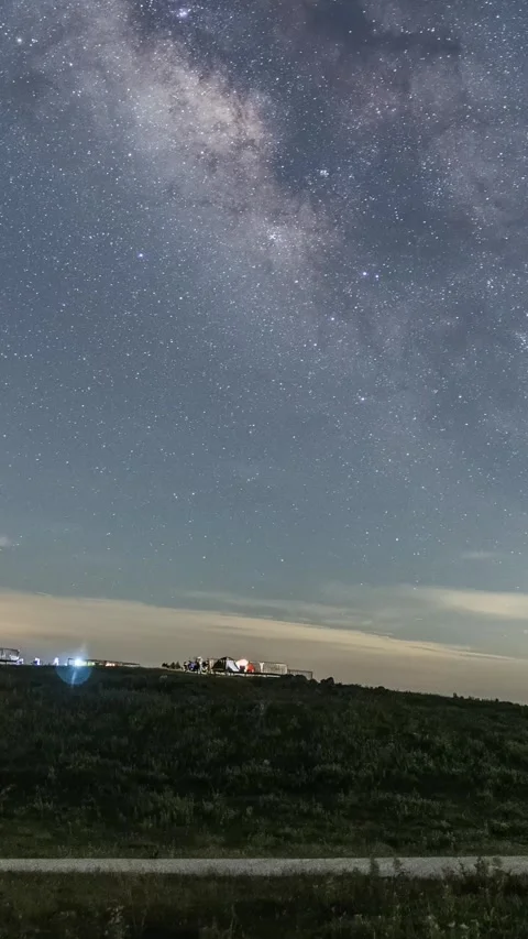 Vertical Starry Night Sky Milky Way Galaxy Motion Timelapse Stock Footage 327669877