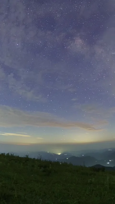Vertical Starry Night Sky Milky Way Galaxy Motion Timelapse Stock Footage 327669931