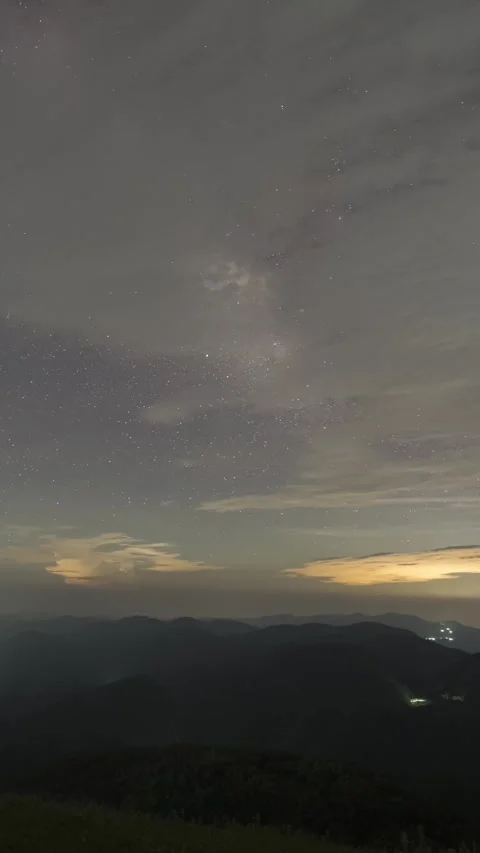 Vertical Starry Night Sky Milky Way Galaxy Motion Timelapse Stock Footage 327670319