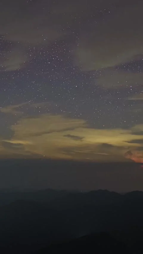Vertical Starry Night Sky Milky Way Galaxy Motion Timelapse Stock Footage 327670325