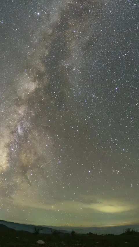 Vertical Starry Night Sky Milky Way Galaxy Motion Stars Timelapse Stock Footage 327671107