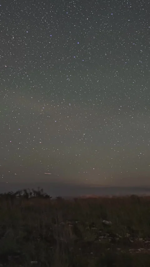 Vertical Starry Night Sky Milky Way Galaxy Motion Stars Timelapse Stock Footage 327671375