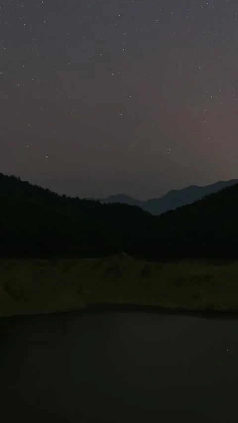 Vertical Starry Night Sky Milky Way Galaxy Motion Stars Timelapse Stock Footage 327672258