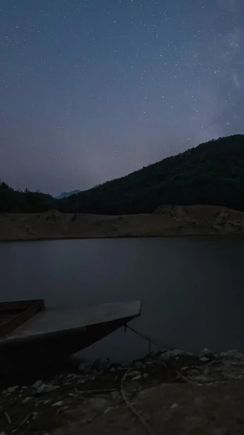 Vertical Starry Night Sky Milky Way Galaxy Motion Stars Timelapse Stock Footage 327672274