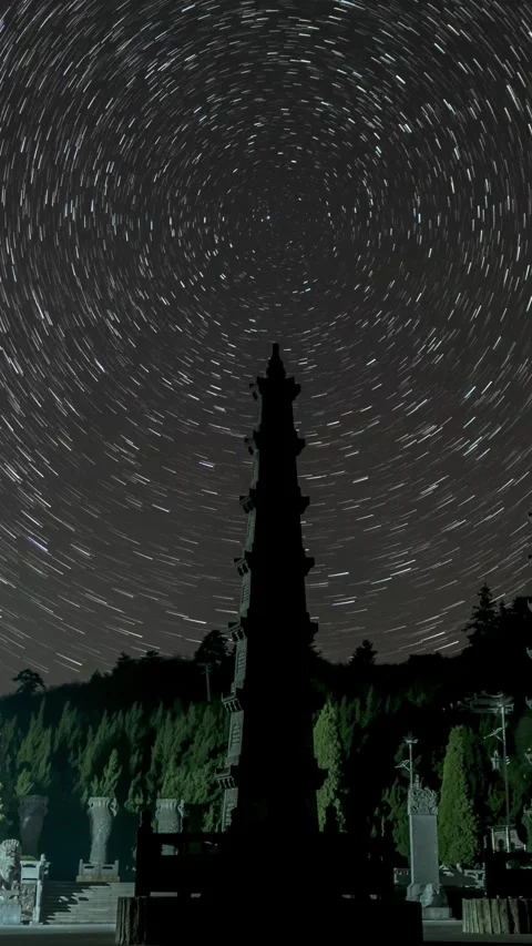 Vertical Starry Night Sky Milky Way Galaxy Motion Stars Timelapse Stock Footage 327672436