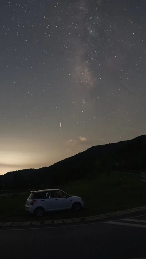 Vertical Starry Night Sky Milky Way Galaxy Motion Stars Timelapse Stock Footage 327672508