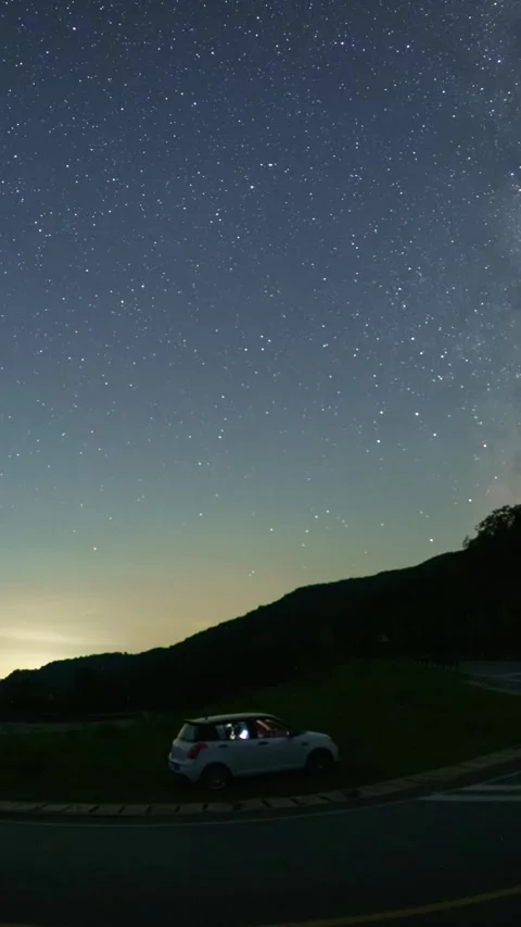 Vertical Starry Night Sky Milky Way Galaxy Motion Stars Timelapse Stock Footage 327672516
