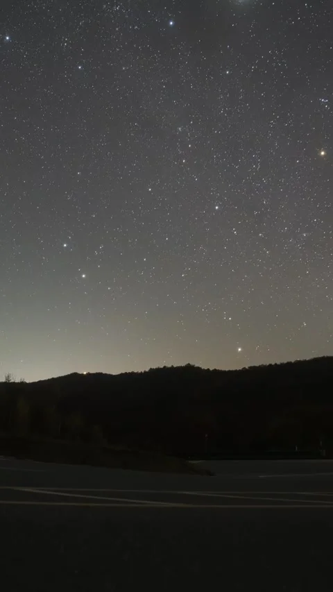 Vertical Starry Night Sky Milky Way Galaxy Motion Stars Timelapse Stock Footage 327672562