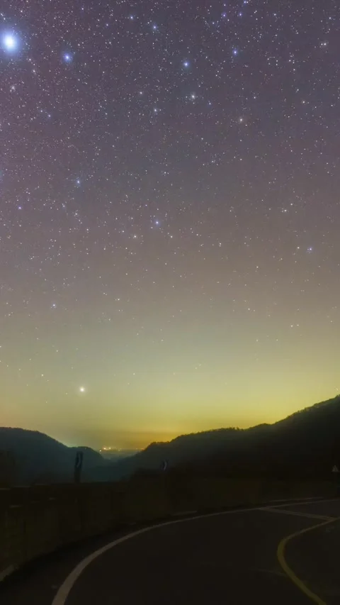 Vertical Starry Night Sky Milky Way Galaxy Motion Stars Timelapse Stock Footage 327672586