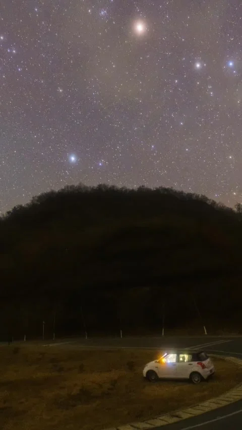 Vertical Starry Night Sky Milky Way Galaxy Motion Stars Timelapse Stock Footage 327672587