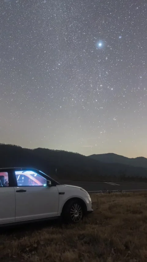 Vertical Starry Night Sky Milky Way Galaxy Motion Stars Timelapse Stock Footage 327672601