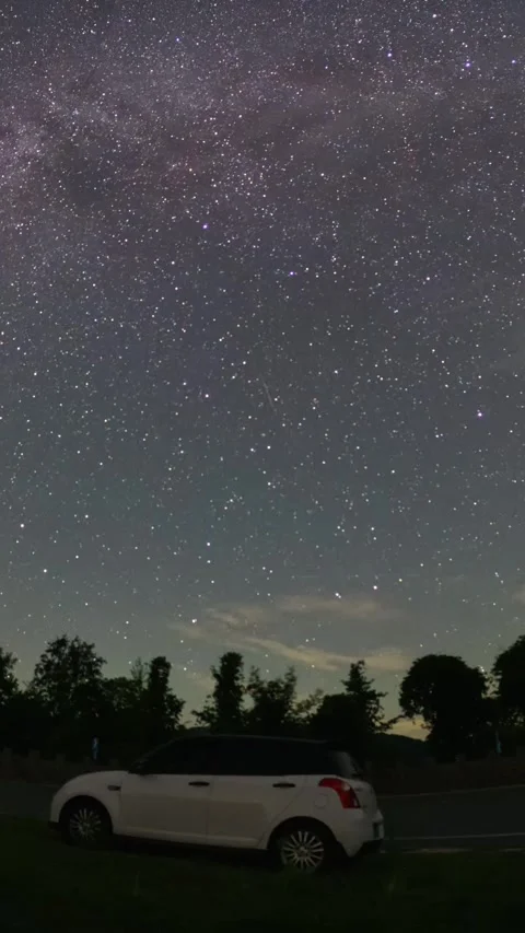 Vertical Starry Night Sky Milky Way Galaxy Motion Stars Timelapse Stock Footage 327672617