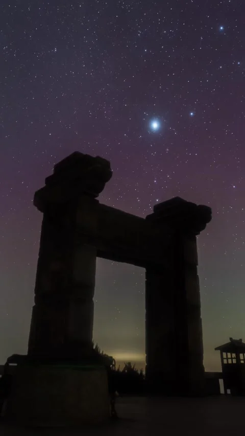 Vertical Starry Night Sky Milky Way Galaxy Motion Stars Timelapse Stock Footage 327672628