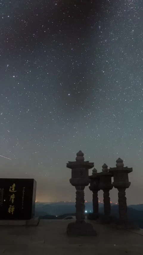 Vertical Starry Night Sky Milky Way Galaxy Motion Stars Timelapse Stock Footage 327672633