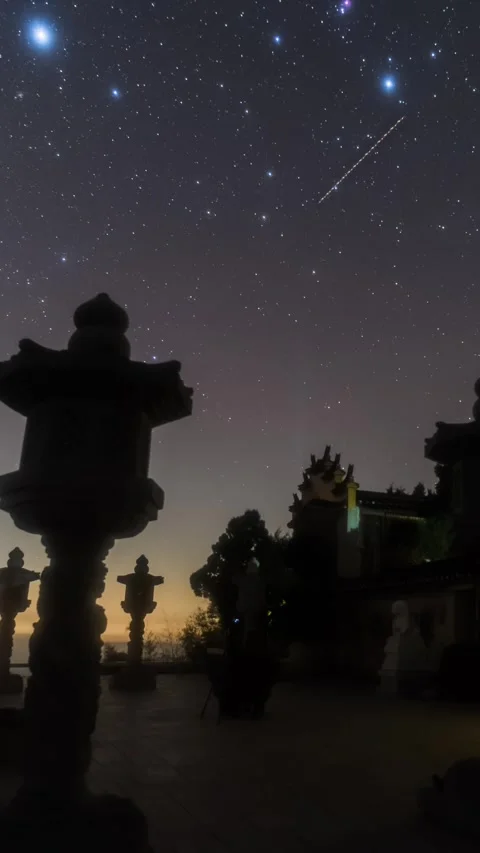 Vertical Starry Night Sky Milky Way Galaxy Motion Stars Timelapse Stock Footage 327672668