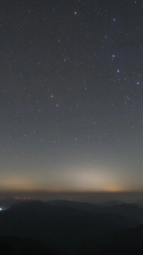 Vertical Starry Night Sky Milky Way Galaxy Motion Stars Timelapse Stock Footage 327672693