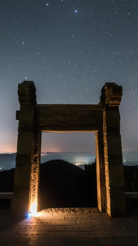 Vertical Starry Night Sky Milky Way Galaxy Motion Stars Timelapse Stock Footage 327672705