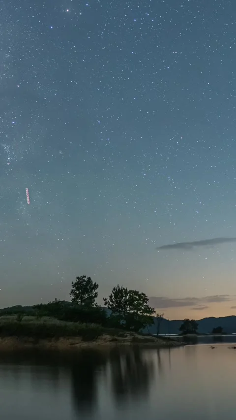 Vertical Starry Night Sky Milky Way Galaxy Motion Stars Timelapse Stock Footage 327673053