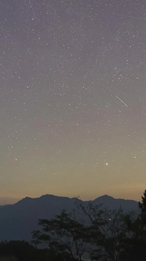 Vertical Starry Night Sky Milky Way Galaxy Flow Motion Timelapse Stock Footage 327674759