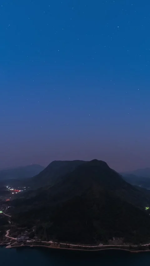 Vertical Starry Night Sky Milky Way Galaxy Flow Motion Timelapse Stock Footage 327674816