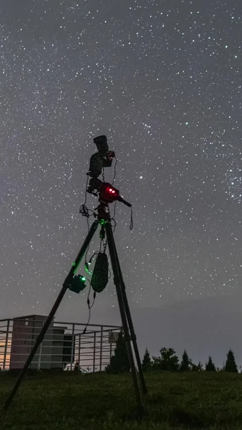 Vertical Starry Night Sky Milky Way Galaxy Flow Motion Timelapse Stock Footage 327674898