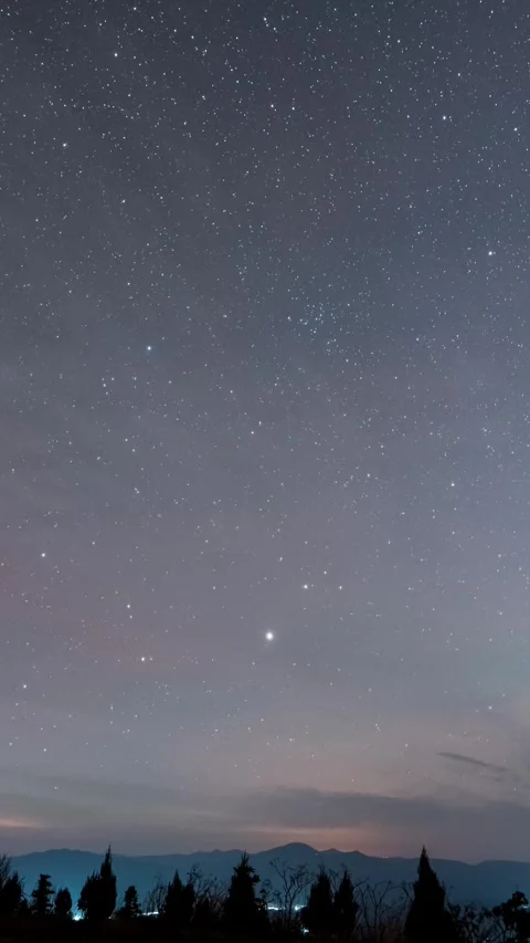 Vertical Starry Night Sky Milky Way Galaxy Flow Motion Timelapse Stock Footage 327674972