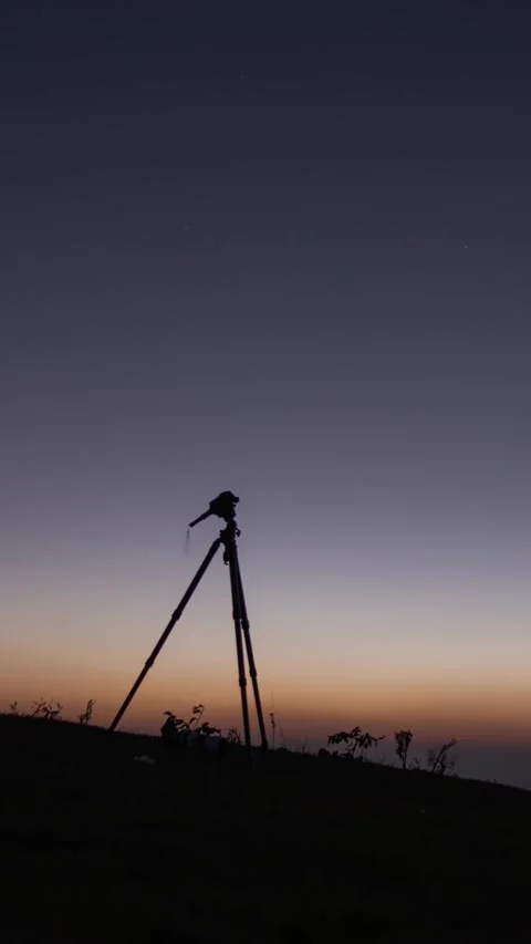 Vertical Starry Night Sky Milky Way Galaxy Flow Motion Timelapse Stock Footage 327675094