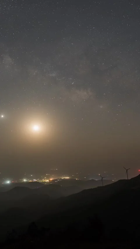 Vertical Starry Night Sky Milky Way Galaxy Flow Motion Timelapse Stock Footage 327675199